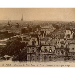 Atq Early 1900s RPPC Postcard Carte Postale 40 Paris, FR Panorama des Haits Pont
